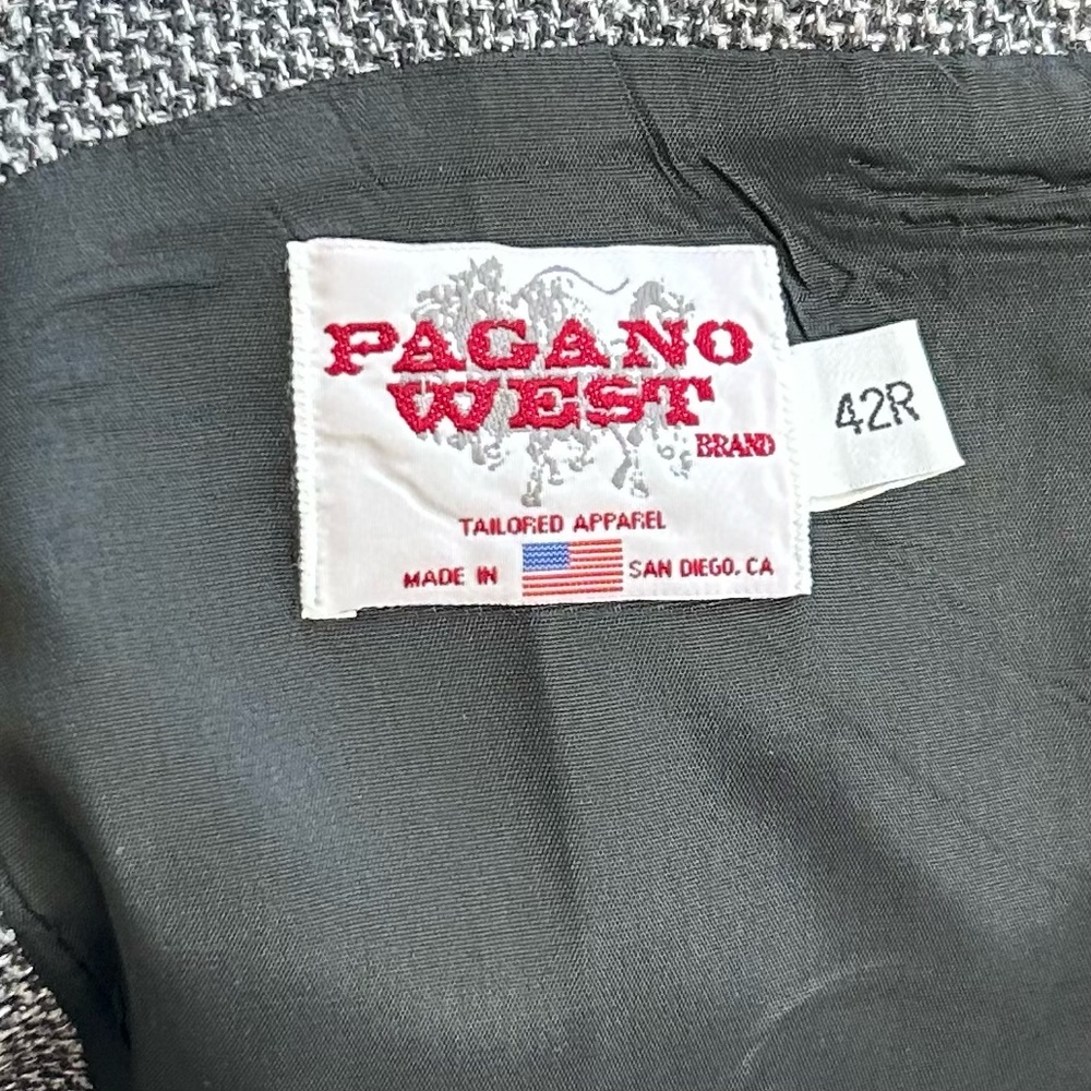 PAGANO WEST Vintage Men’s WesternStyle Blazer SportCoat Gray Tweed WoolBlend 42R - Picture 12 of 15